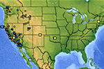 U.S. map of earthquakes on December 15, 2009