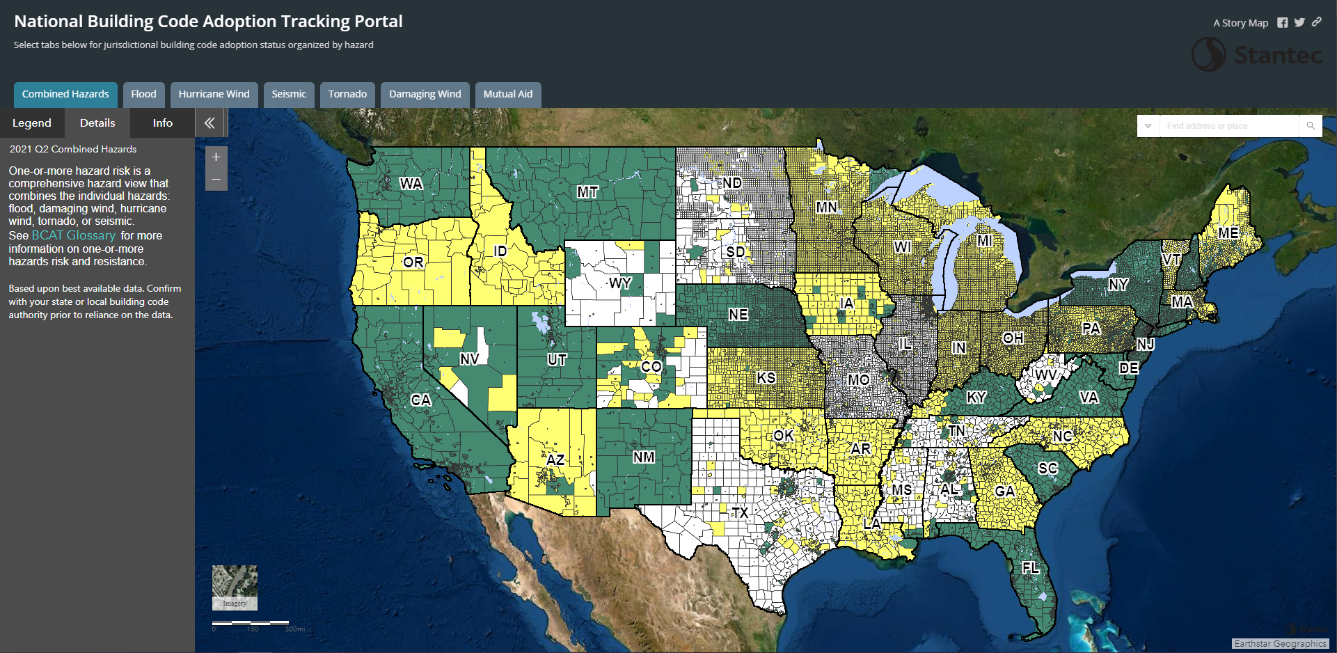 Sample map image from the Building Code Adoption Tracking portal