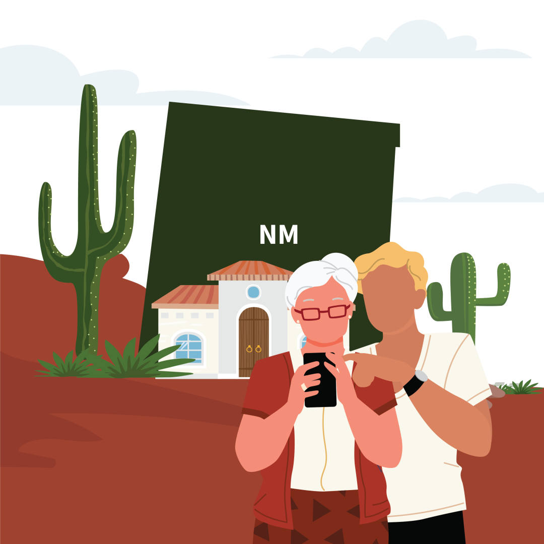 A couple applying for Individual Assistance in front of their home.