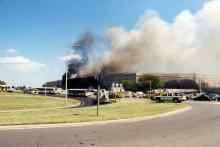 Smoke from fire coming off of the Pentagon