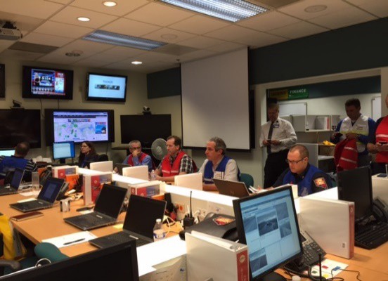 An Emergency Operations Center (EOC) with a few City of Henderson employees.