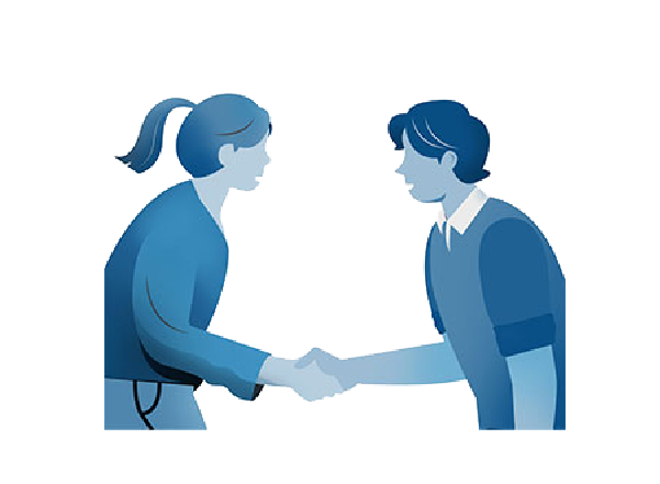 Illustration of a woman and man shaking hands