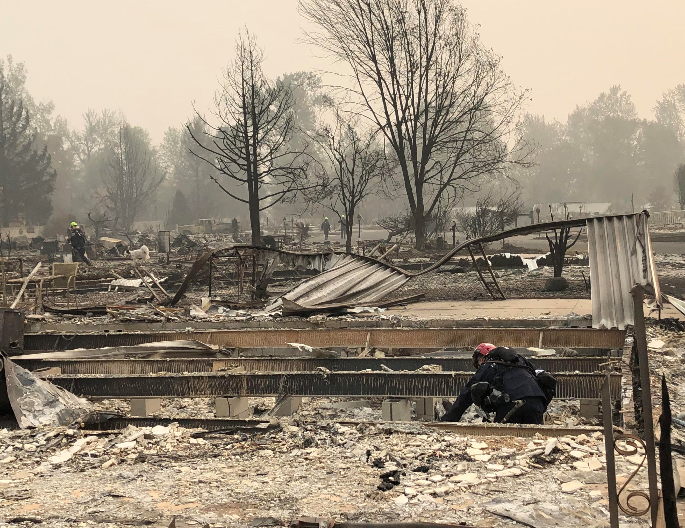 building in ashes and smoke 