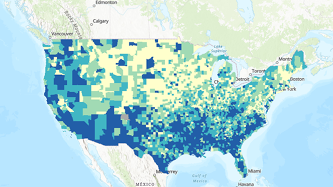Screengrab of CDC Social Vulnerability map