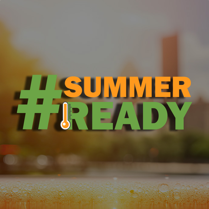 A graphic showing the wordmark SummerReady over a scene of a park.
