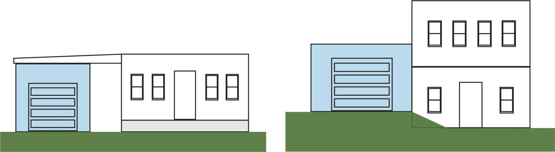 Examples of Attached Garage and Main Structure Connections