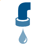 Illustration of faucet with drop of water