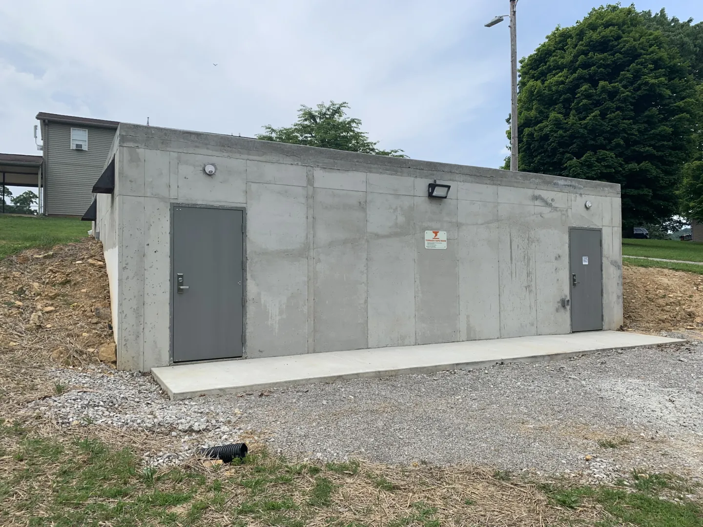 Front view of Trooper Island Kid’s Camp safe room.