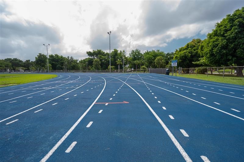 Blue running track