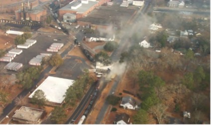 Figure 73: Four rail cars containing hazardous materials derailed in Graniteville, SC in January 2005. The National Response Center (NRC) notified the EPA FOSC, initiating FOSC Assessment activities.