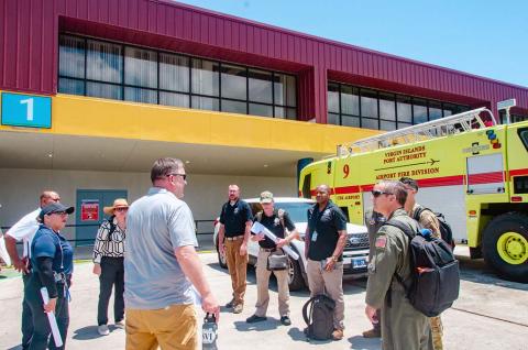 Caption: <p>St. Thomas, U.S. Virgin Islands, May 15, 2024 -- Federal and territorial partners participate in an air operations blended training as part of the U.S. Virgin Islands Readiness Initiative at Cyril E. King Airport in Lindbergh Bay on the southwestern side of the island. FEMA / Eric Adams</p>