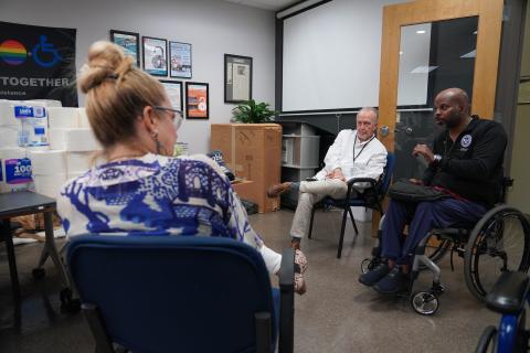 Caption: Columbia, S.C. (Oct. 14, 2024) - FEMA's Director of Disability Integration and Coordination, Sherman Gillums, Jr., visits the Association for Better Living and Education to show support for their ongoing efforts in supporting the disabled community. Director Gillums met with Dori Tempio, Sr., Director of Community Education, and Mandy Halloran, Director of Public Health.