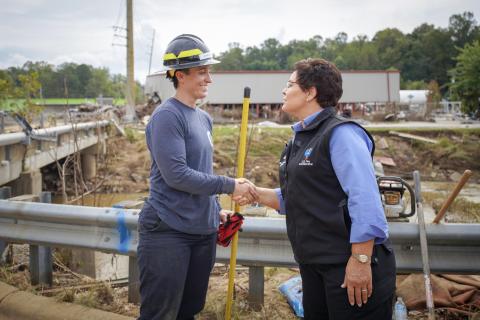 Caption: <p>Asheville, N.C. - (Oct. 4, 2024) - U.S. Fire Administrator Dr. Lori Moore-Merrell meets firefighters at fire departments across Buncombe County, North Carolina, on Friday, October 4, 2024.</p>