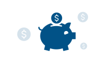 Illustration of a piggy bank with a coin going in