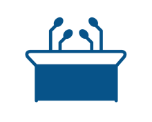 Podium with microphones