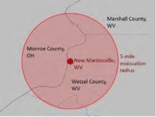 Figure 18: Map of 5-mile evacuation zone
