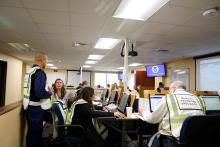 Emergency managers in a training