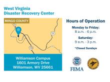 Updated Hours of Operation for the Disaster Recovery Center in Mingo County, W.Va.