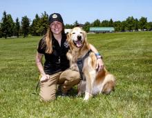 A woman and her dog.