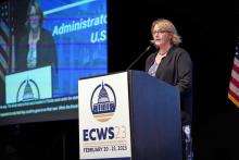 FEMA Administrator Deanne Criswell delivers remarks at the National Congress of American Indians 2023 Executive Council Winter Session.
