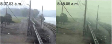 Figure 17: Security camera footage showing chlorine vapor cloud moving through the area