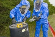 Figure 32: HazMat workers test a suspected hazardous site for chemical agents
