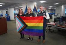 Administrator Criswell Unveils Inclusive Rainbow Flag at FEMA National Response Coordination Center Alongside Associate Administrator Anne Bink and External Affairs Director Justin Knighten