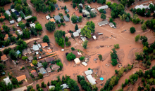 The town of Lyons was flooded by the North and South Vrain Creeks on September 13, 2013.